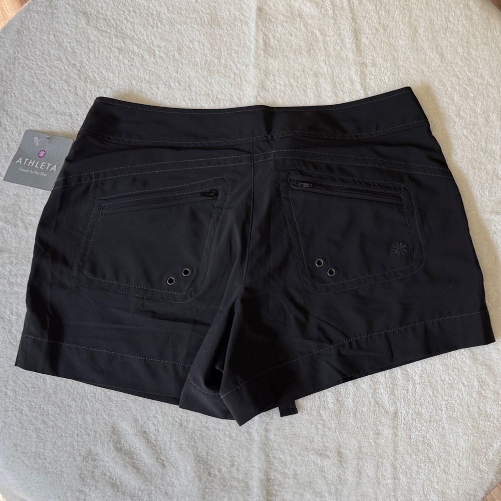 Athleta Black Athletic Drawstring Shorts - Picture 2 of 2